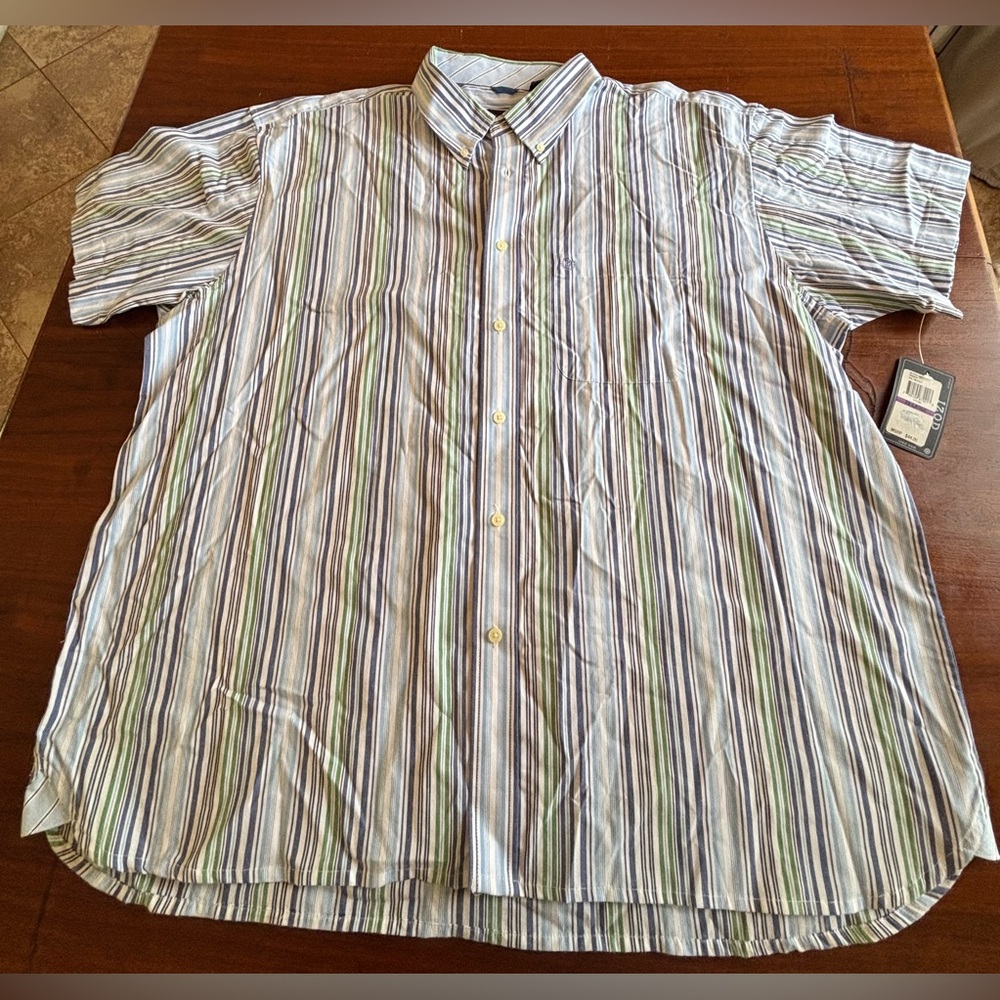 Izod Men's “Saltwater” Button Down Shirt - Blue, Green, White. 2XL. Brand New.